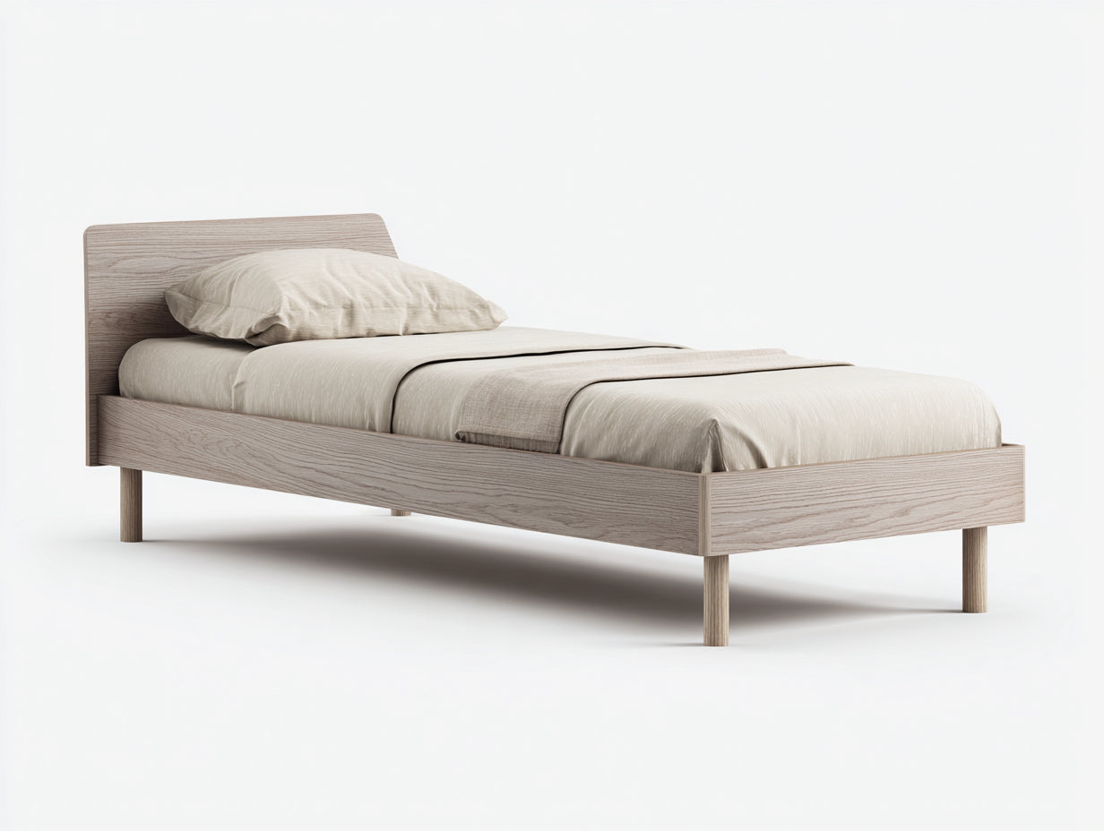 Letto singolo - legno - 205 x 95 x 82 cm - grigio-legno - moderno