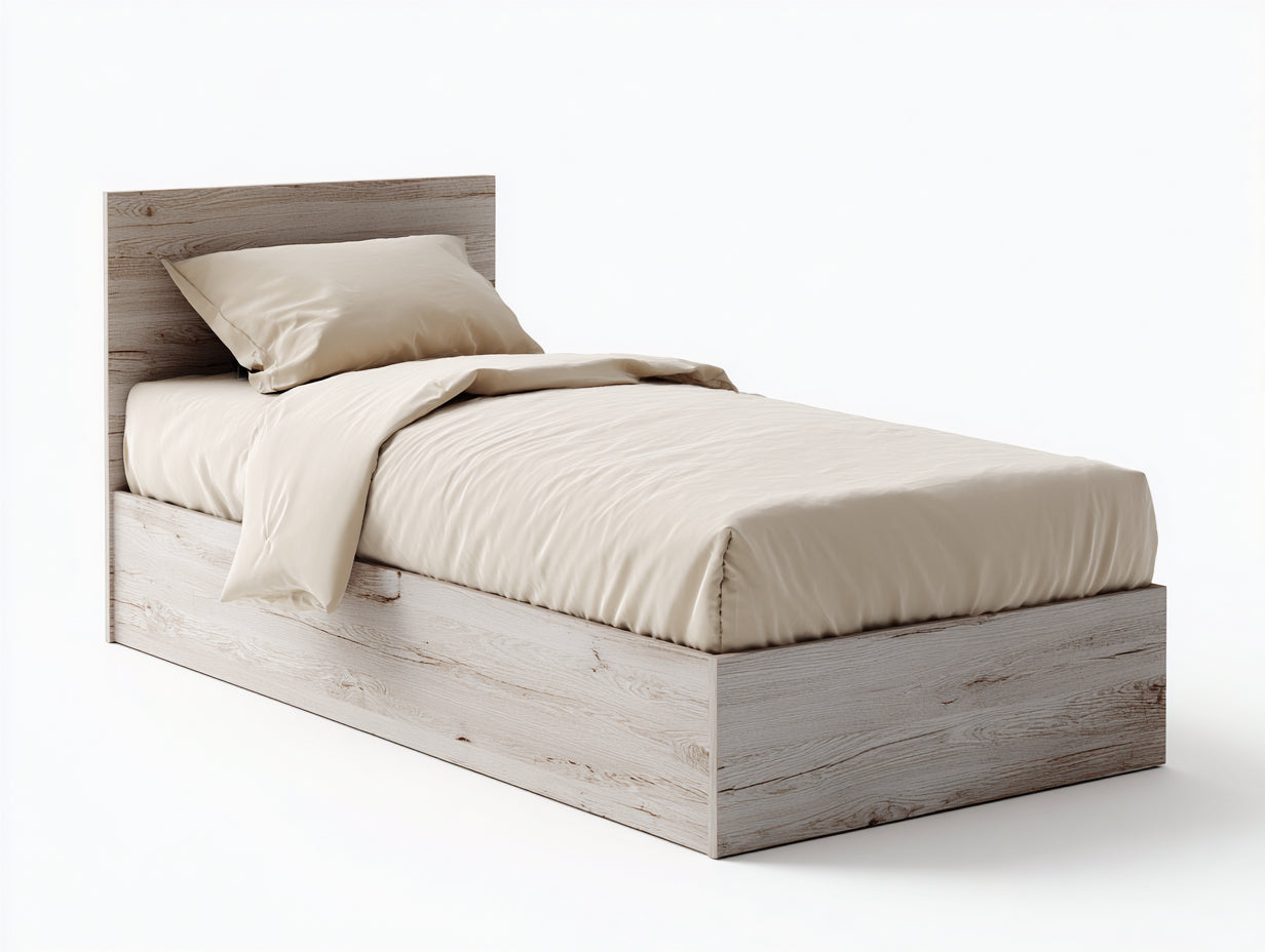 Letto singolo - legno - 204 x 95 x 88 cm - beige-legno - moderno