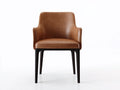 Sedia da pranzo-Pelle-legno-58x56x78 cm-Cognac-legno scuro-Stile moderno imbottito