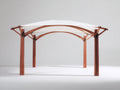 Pergola da giardino - legno-tessuto - 500x320x300 cm - marrone rossiccio-bianco - copertura curva