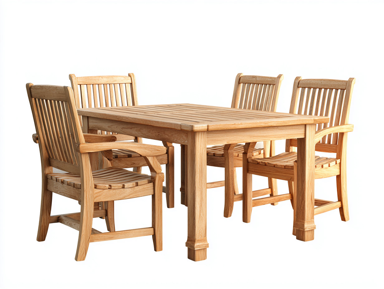 Set da pranzo da esterno - Legno - 160x90x76 cm - Rovere chiaro - Stile rustico