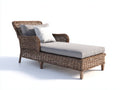 Lettino da sole - rattan PE-legno-tessuto - 196x73x86 cm - grigio chiaro-naturale - stile coloniale
