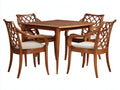 Set da pranzo da esterno - Legno-tessuto - 90x90x75 cm - Marrone chiaro-Beige - Stile decorativo