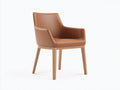 Sedia da pranzo-Pelle-legno-58x56x79 cm-Cognac-legno naturale-Stile moderno con braccioli
