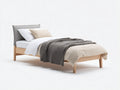 Letto singolo - legno - tessuto - 204 x 94 x 91 cm - grigio-legno - moderno