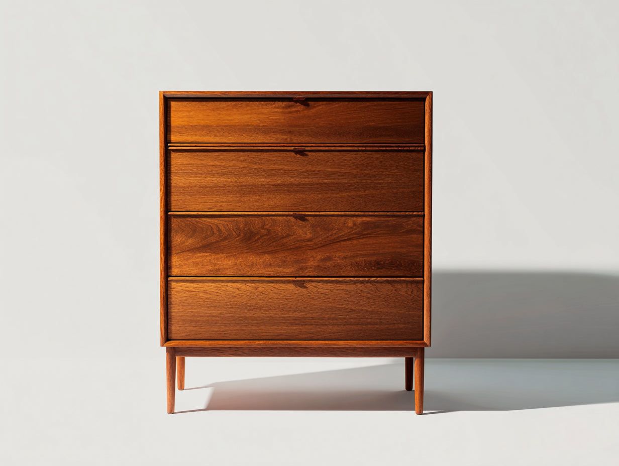 Cassettiera - Legno massello - 82x45x108 cm - Marrone noce - Nordico vintage