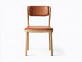 Sedia da pranzo-Pelle-legno-49x53x83 cm-Cognac-legno naturale-Stile scandinavo