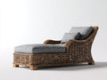 Lettino da sole - rattan PE-legno-tessuto - 203x76x84 cm - grigio-naturale - stile rustico