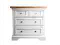 Cassettiera - Legno massello-Metallo - 92x45x102 cm - Bianco-Quercia - Country moderno