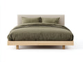 Letto matrimoniale-Legno-tessuto-216x190x96 cm-Beige-legno naturale-Stile moderno