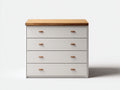 Cassettiera - Legno massello-Legno impiallacciato - 94x43x92 cm - Bianco-Rovere naturale - Scandinavo moderno
