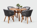 Set da pranzo da esterno - Legno-corda - 120x120x75 cm - Grigio-Naturale - Design moderno