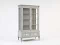 Vetrina - Legno-Vetro-Metallo - 108x44x185 cm - Grigio perla-Trasparente-Bianco - Francese classico