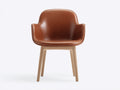 Sedia da pranzo-Pelle-legno-58x56x78 cm-Cognac-legno naturale-Stile moderno con braccioli