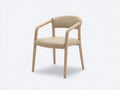 Sedia da pranzo-Pelle-legno-60x55x78 cm-Beige-legno naturale-Stile scandinavo con braccioli