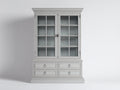 Vetrina - Legno-Vetro-Metallo - 126x45x188 cm - Grigio caldo-Trasparente-Argento - Classico country