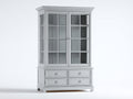 Vetrina - Legno-Vetro-Metallo - 119x46x186 cm - Grigio chiaro-Trasparente-Argento - Classico moderno