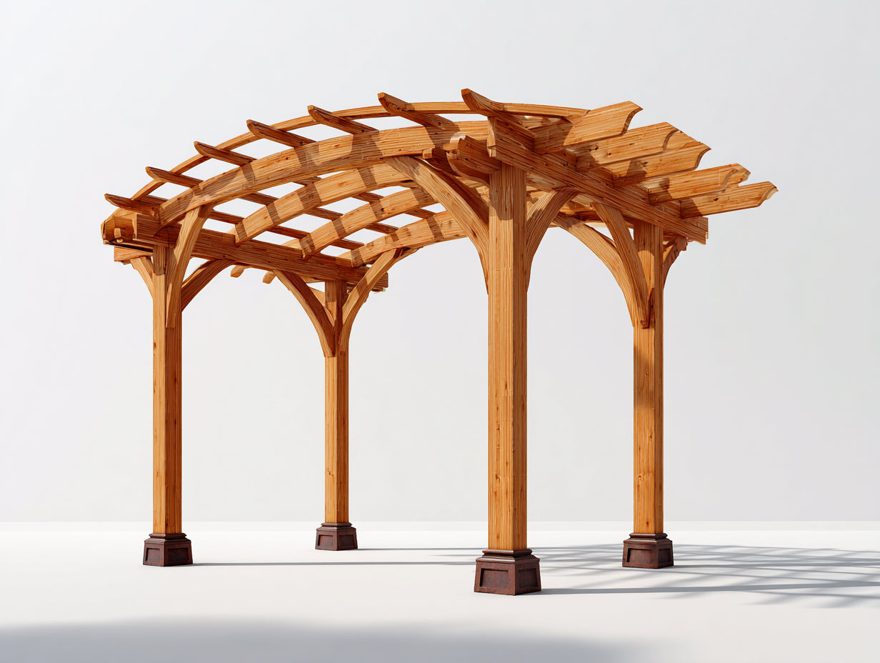 Pergola da giardino - legno - 420x320x285 cm - marrone chiaro - struttura ad arco