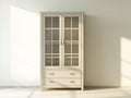 Vetrina - Legno-Vetro-Metallo - 101x42x190 cm - Beige crema-Trasparente-Argento - Classico