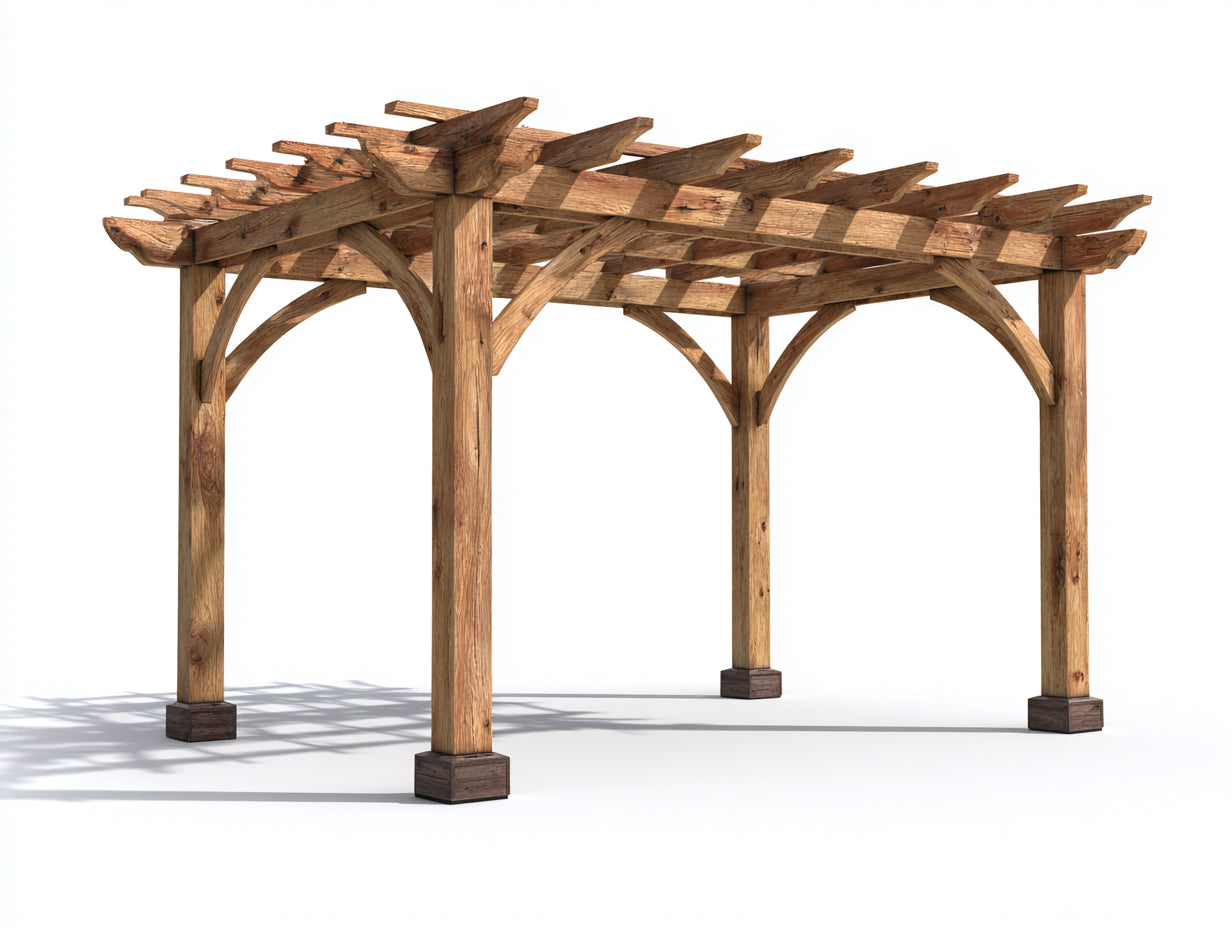 Pergola da giardino - legno - 400x300x275 cm - marrone naturale - stile tradizionale