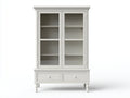Vetrina - Legno-Vetro-Metallo - 112x43x181 cm - Bianco avorio-Trasparente-Bianco - Shabby chic