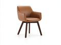 Sedia da pranzo-Pelle-legno-58x56x79 cm-Cognac-legno scuro-Stile moderno con braccioli