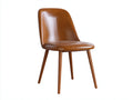 Sedia da pranzo-Pelle-legno-51x56x83 cm-Cognac-legno naturale-Stile retrò