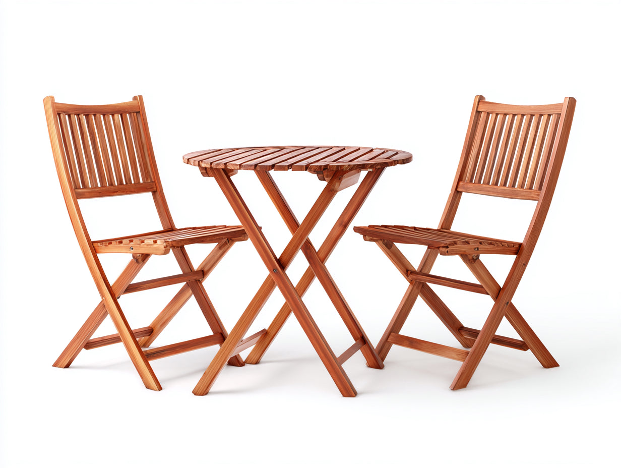 Set da pranzo da esterno - Legno - 70x70x73 cm - Marrone naturale - Stile classico