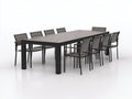 Set da pranzo da esterno - Alluminio-legno composito - 300x110x75 cm - Nero-Grigio - Stile moderno