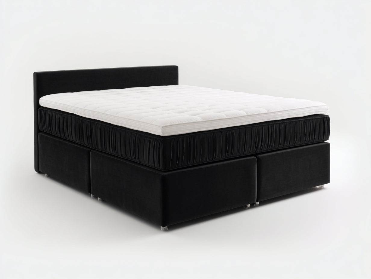 Letto matrimoniale-Velluto-210x180x112 cm-Nero-Stile contemporaneo box spring