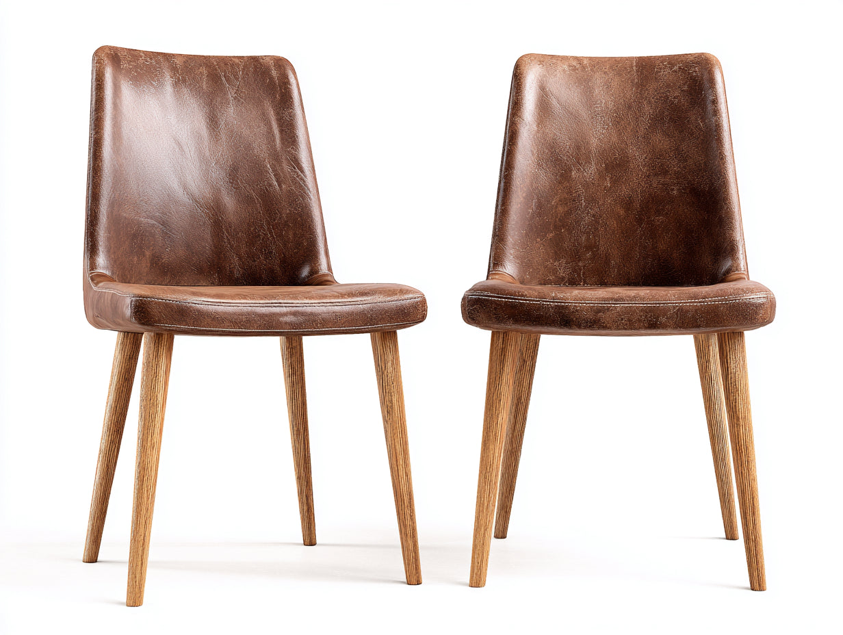 Sedia da pranzo-similpelle-legno-51 x 56 x 83 cm-marrone-stile vintage