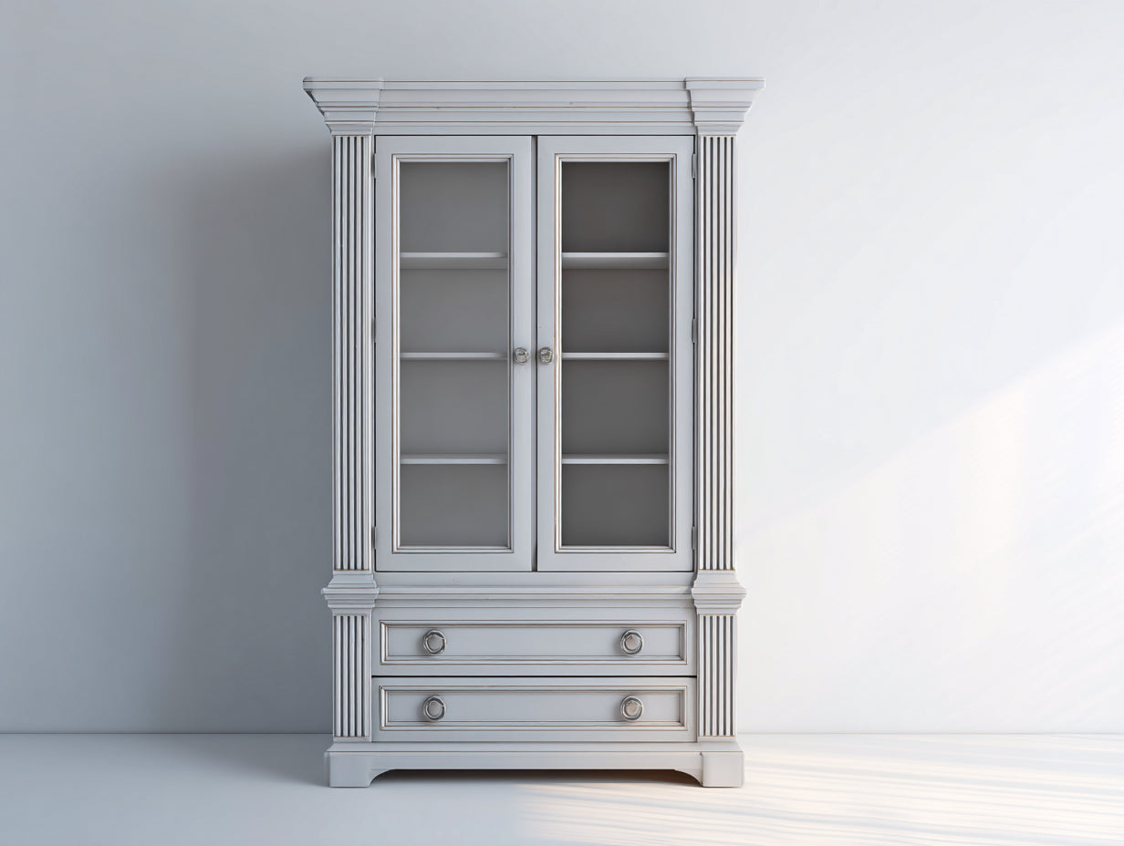 Vetrina - legno-vetro - 118x42x184 cm - grigio chiaro - classico