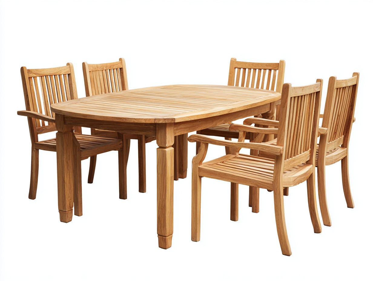 Set da pranzo da esterno - Legno - 180x100x76 cm - Marrone chiaro - Stile tradizionale