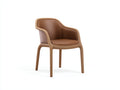 Sedia da pranzo-Pelle-legno-60x55x78 cm-Marrone-legno naturale-Stile moderno con braccioli