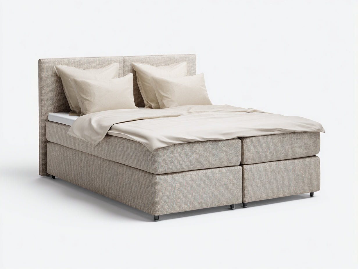 Letto matrimoniale-Tessuto-214x186x112 cm-Beige-Stile moderno box spring