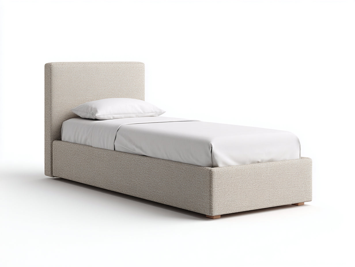 Letto singolo - tessuto - 203 x 94 x 104 cm - beige - moderno