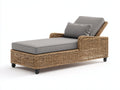 Lettino da sole - rattan PE-metallo-tessuto - 206x78x85 cm - grigio chiaro-naturale - stile moderno