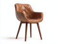 Sedia da pranzo-Pelle-legno-61x59x82 cm-Cognac-legno scuro-Stile capitonné con braccioli