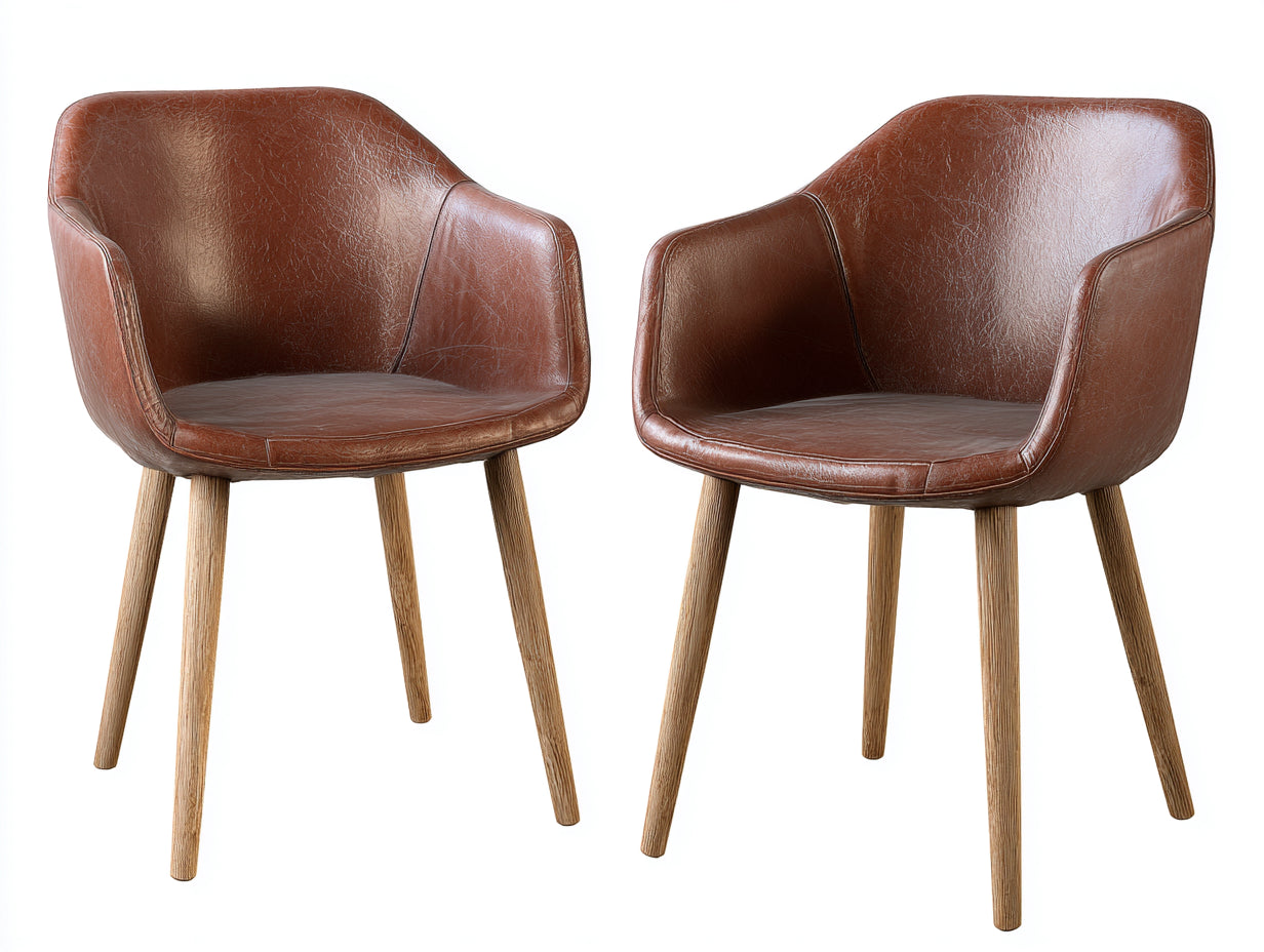 Sedia da pranzo-similpelle-legno-60 x 58 x 78 cm-marrone-design moderno