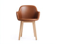 Sedia da pranzo-Pelle-legno-58x57x79 cm-Cognac-legno naturale-Stile contemporaneo con braccioli