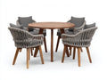 Set da pranzo da esterno - Legno-corda - 115x115x74 cm - Grigio-Naturale - Stile contemporaneo