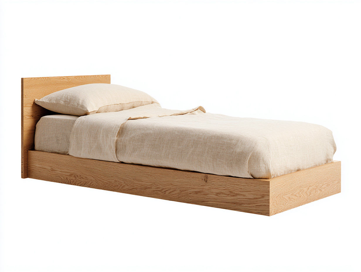 Letto singolo - legno - 205 x 94 x 79 cm - beige-legno - moderno