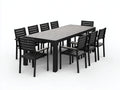 Set da pranzo da esterno - Alluminio-textilene - 320x100x75 cm - Nero - Design minimalista