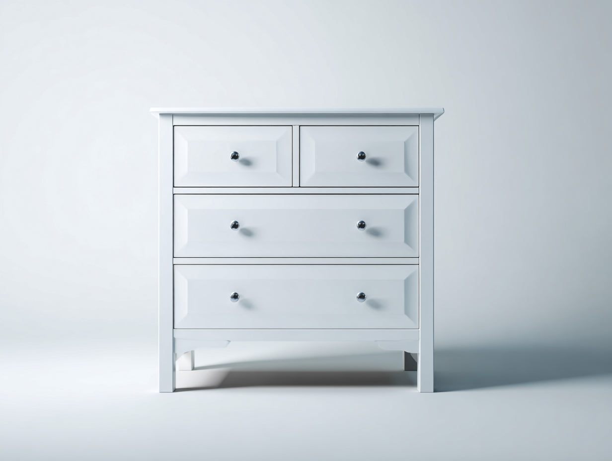 Cassettiera - MDF-Metallo - 88x43x96 cm - Bianco-Argento - Classico contemporaneo