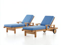 Lettino da sole - legno-tessuto - 209x78x95 cm - azzurro-naturale - stile tropicale