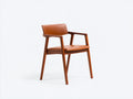 Sedia da pranzo-Pelle-legno-58x55x78 cm-Cognac-legno naturale-Stile moderno con braccioli