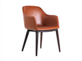 Sedia da pranzo-Pelle-legno-60x58x80 cm-Cognac-legno scuro-Stile moderno imbottito
