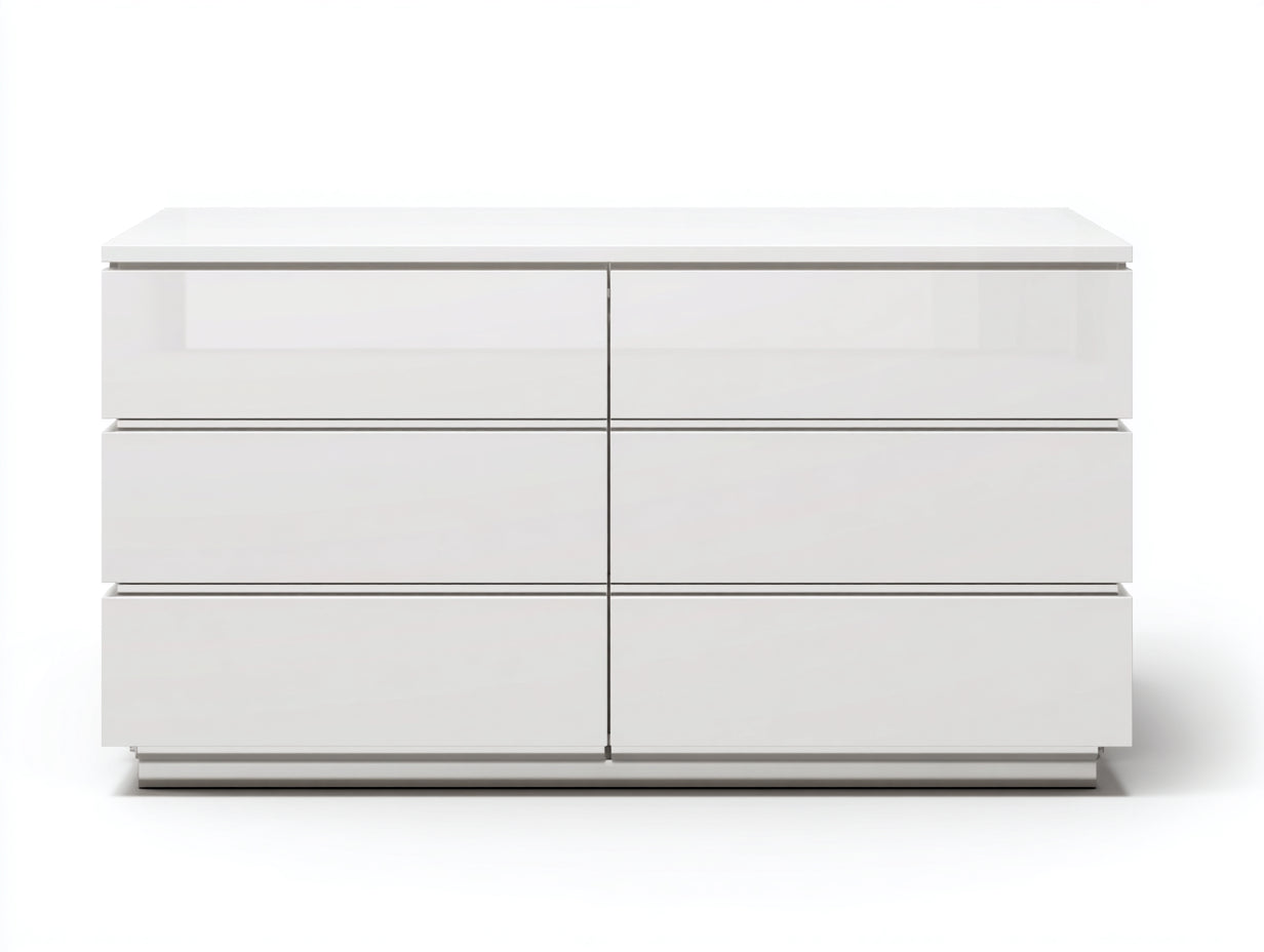 Cassettiera - MDF - 158x45x78 cm - Bianco lucido - Moderno lineare