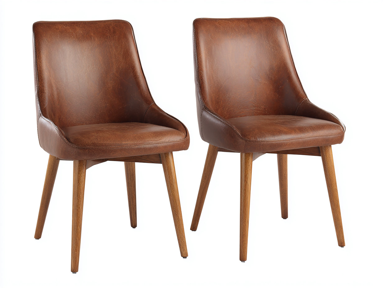 Sedia da pranzo-similpelle-legno-54 x 59 x 88 cm-marrone-design moderno