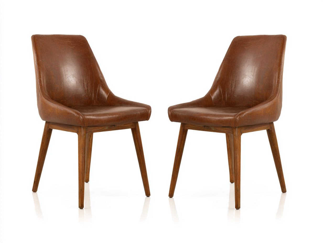 Sedia da pranzo-similpelle-legno-52 x 58 x 84 cm-marrone-stile vintage
